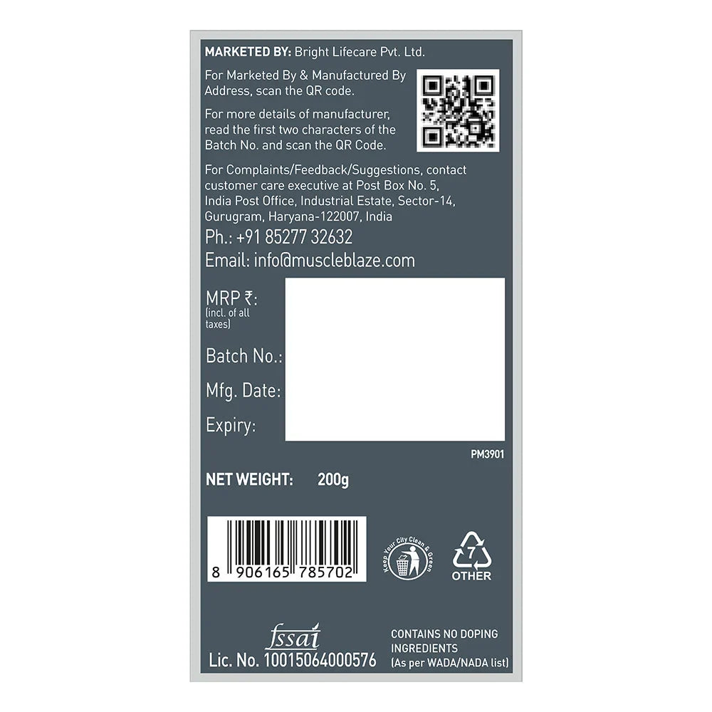 MuscleBlaze Pre Workout Crea-Xtreme, 200 g (0.44 lb), Peach Bomb