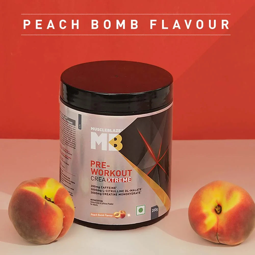 MuscleBlaze Pre Workout Crea-Xtreme, 200 g (0.44 lb), Peach Bomb